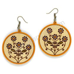 Wooden handmade folk earrings -
