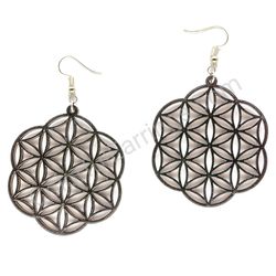 Flower Of Life Black, Geometry Wooden Earrings