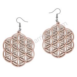 Flower Of Life Vintage Brown, Geometry Wooden Earrings