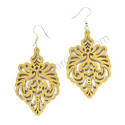 Boho Antique Gold, Lace Wooden Earrings