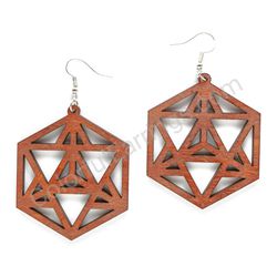 Geometry Infinity Triangles Large Size Brown, Hexagon Wooden Earrings