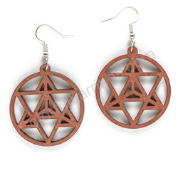 Drop Wooden Circular Geometric Earrings - Infinity Triangle Medium, Brown