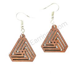 Geometry Infinity Triangle Small Size Brown Style II, Triangle Wooden Earrings