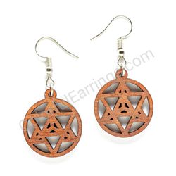 Geometry Infinity Triangles Small Size Brown, Circle Wooden Earrings