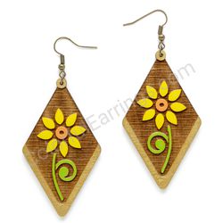 Wooden handmade folk earrings -