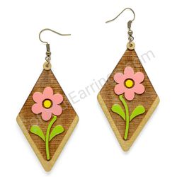 Wooden handmade folk earrings -