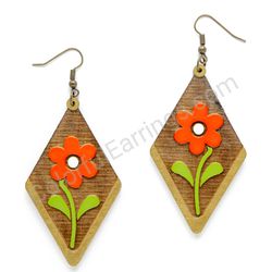 Wooden handmade folk earrings -