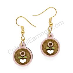 Wooden handmade folk earrings -