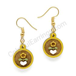 Wooden handmade folk earrings -