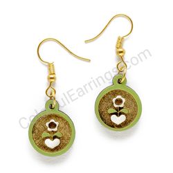 Wooden handmade folk earrings -