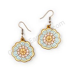 Wooden Drop Floral Earrings - Fairy Bloom (circular), Multicolored 5