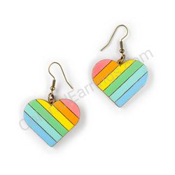 Wooden Drop Heart-shaped Earrings - Slanted Love (heart-shaped), Multicolored 2