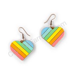 Wooden Drop Heart-shaped Earrings - Slanted Love (heart-shaped), Multicolored 3