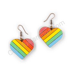 Wooden Drop Heart-shaped Earrings - Slanted Love (heart-shaped), Multicolored 4