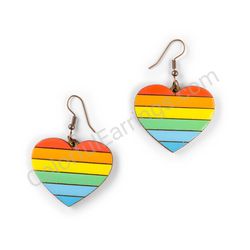 Wooden Drop Heart-shaped Earrings - Linear Love (heart-shaped), Multicolored 2