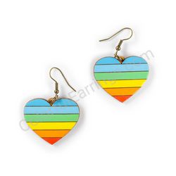 Wooden Drop Heart-shaped Earrings - Linear Love (heart-shaped), Multicolored 3