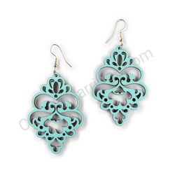 Wooden Drop Lace Earrings - Queen’s Touch (irregular), Turquoise