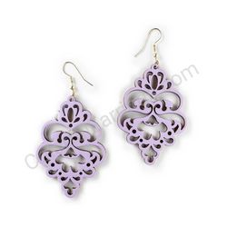 Wooden Drop Lace Earrings - Queen’s Touch (irregular), Purple