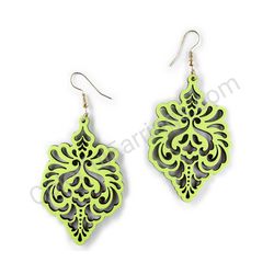 Wooden Drop Lace Earrings - Queen’s Touch (irregular), Green 2