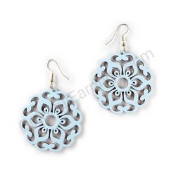 Wooden Drop Lace Earrings - Sunflower (circular), Blue 4