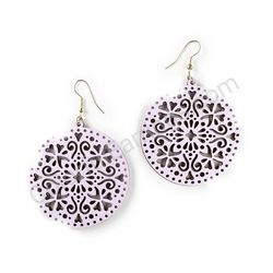 Drop Wooden Circular Lace Earrings - Folk Beauty Smooth, Purple