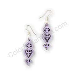 Wooden Drop Lace Earrings - Slim Royal (irregular), Purple