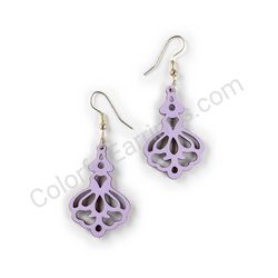 Wooden Drop Lace Earrings - Royal Chandelier (irregular), Purple