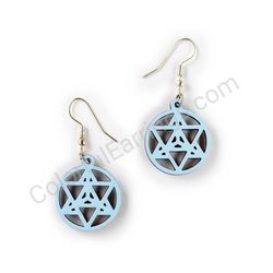 Wooden Drop Geometric Earrings - Infinity triangle (circular), Blue