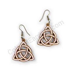 Wooden Drop Geometric Earrings - Trinity Knot (triangle), Pink