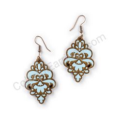 Wooden Drop Lace Earrings - Queen’s Grace (irregular), Blue
