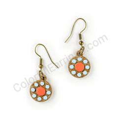 Wooden Drop Geometric Earrings - Beaded Orbit 2 (circular, small), Colorful 5