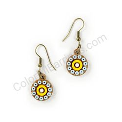 Wooden Drop Geometric Earrings - Circular Harmony (circular), Colorful 4