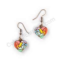 Wooden Drop Heart-shaped Earrings - Broken Love (heart-shaped, small), Colorful 4