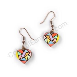 Wooden Drop Heart-shaped Earrings - Broken Love (heart-shaped, small), Colorful 5