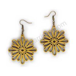 Wooden Drop Lace Earrings - Snowflake (irregular), Gold