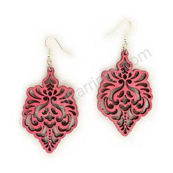 Wooden Drop Lace Earrings - Queen’s Touch (irregular), Pink