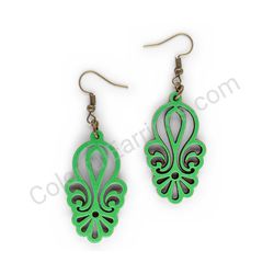 Wooden Drop Lace Earrings - Noble Charm (irregular), Green