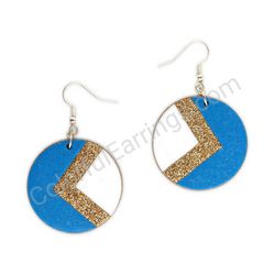 Drop Wooden Circular Geometric Earrings - Side Arrow, Multicolored