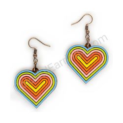 Wooden handmade heart earrings - Nested Love