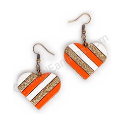 Wooden Drop Heart-shaped Earrings - Slanted Love (heart-shaped), Red