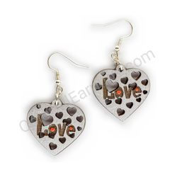 Wooden handmade heart earrings - Heartstorm 2