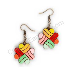 Wooden Drop Heart-shaped Earrings - Lucky Love (heart-shaped), Multicolored