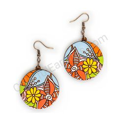 Wooden handmade floral earrings - Hippie Blossom 2