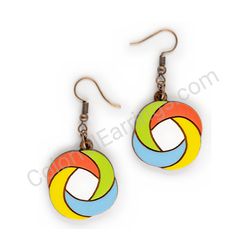 Wooden handmade geometric earrings - Spiral Knot (colorful)
