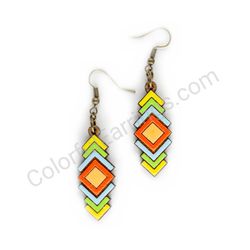 Wooden handmade geometric earrings - Arrowed Diamonds