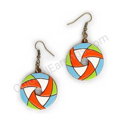 Wooden Drop Geometric Earrings - Hexa Spin (circular), Multicolored 7