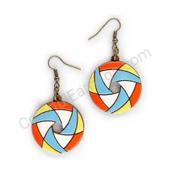 Wooden Drop Geometric Earrings - Hexa Spin (circular), Multicolored 8