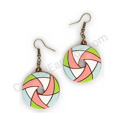 Wooden Drop Geometric Earrings - Hexa Spin (circular), Multicolored 10