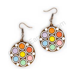 Wooden handmade mandala earrings - Signal Mandala