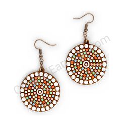 Wooden handmade mandala earrings - Orbital Glow